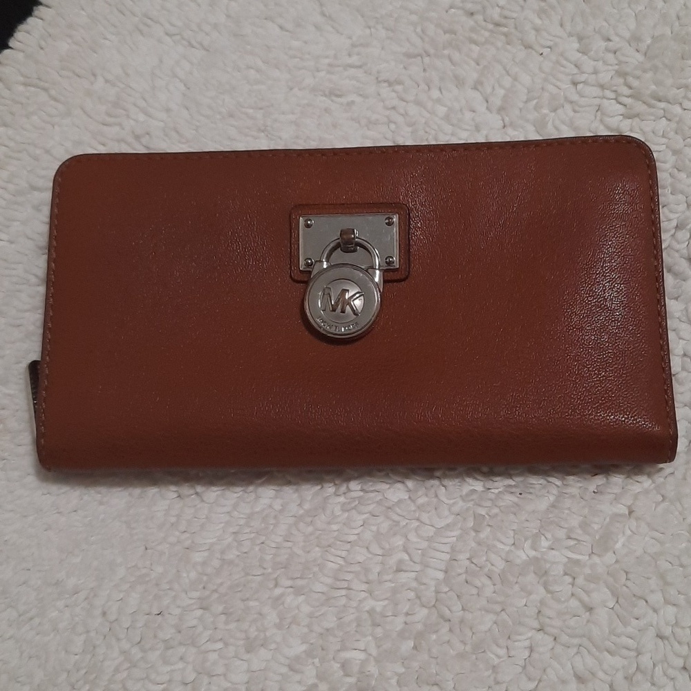 Michael Kors Brown Leather Wallet with Silver Accent